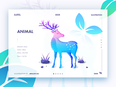 Deer ali animal arslan deer design dribbble illustration leaf web