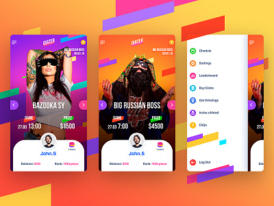 Quizer Mobile App app clean dashboard leaderboard lottery mobile questions quiz signin signup ui user