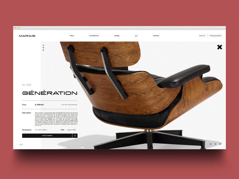 Marais chair design e shop e store estore furniture interaction interior modern transition ui ux