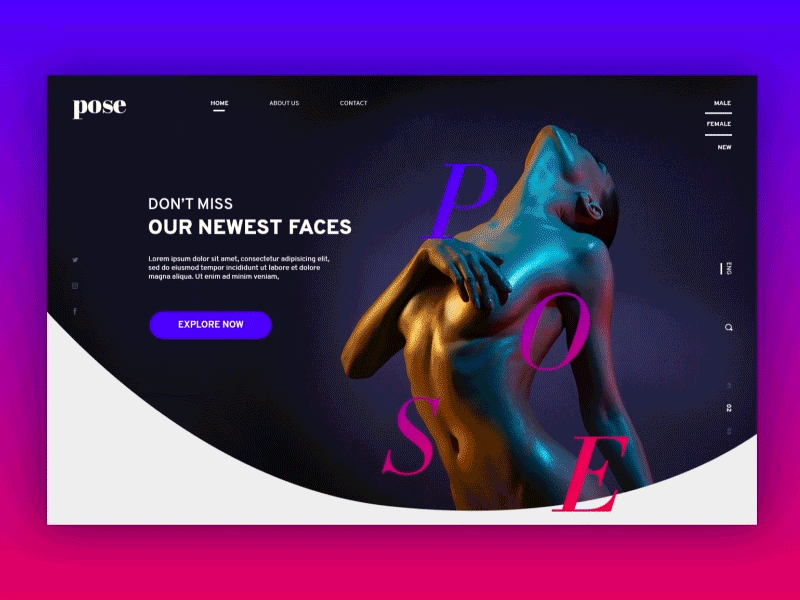 POSE website prototype concept designer graphicdesign motion prototype ui uxui website