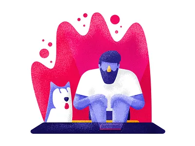 Waiting... beard dog graphic design husky illustration news person time waiting