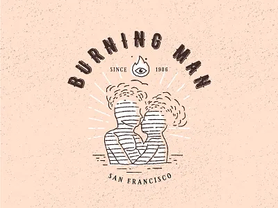 Burning Man Fest Badge badge brand camp identity illustration line logo love man sun woman