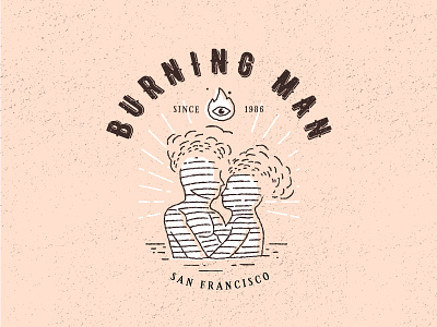 Burning Man Fest Badge badge brand camp identity illustration line logo love man sun woman