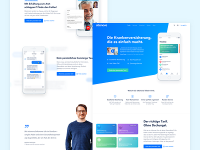 ottonova Home Page Redesign app blue gradients health insurance landingpage shapes ui ux website