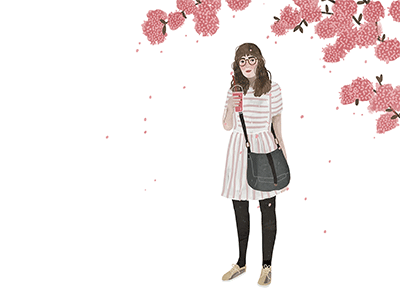 cherryblossoms animated animation gif girl spring