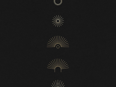 Tropical Sun Icons gold line minimal palm sun