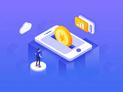 Financial Illustrations 2.5d blue illustrations