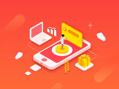 Financial Illustrations 2 2.5d illustrations red