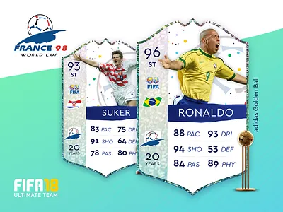 World Cup 98 FUT Cards fifa cards france fut ui design ultimate team world cup 98
