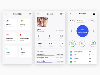 Fitness App app dashboard gradient graph health in sign tracker ui ux white