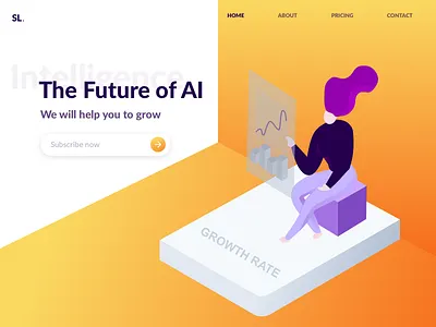 Landing Page For SL ai future illustration isometric landing page ui