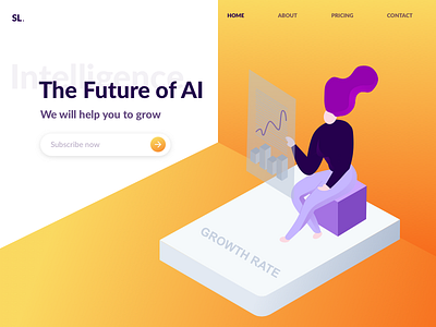 Landing Page For SL ai future illustration isometric landing page ui