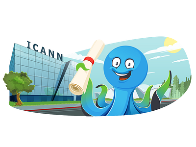 Octo take accreditation accreditation happy icann illustration octo octopus sky tree