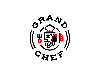 Grand Chef chef fire food fork grand king knife logo logotype restaurant