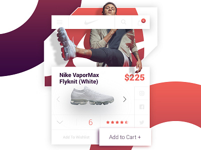 Nike VaporMax Flyknit White - ui/ux product card concept cart checkout e commerce fashion mobile product shoe shop store ui ux web