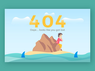 Lost 404 404 beach character error page island land lost sea shark ui