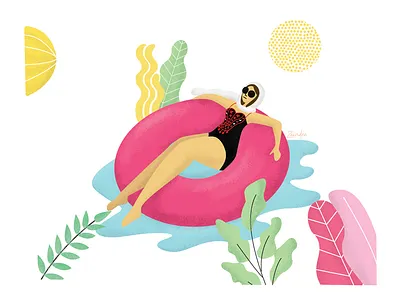 Summer Vibes 2d body character chill flat art flow hair illustration shading woman women