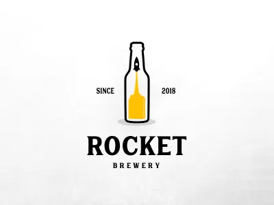 Rocket Brewery logo akdesain bar beer boost bottle branding clean creative drink illustration logo logo design minimal negative negative space space startup symbol vector wine