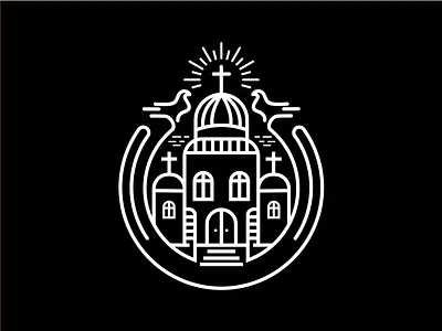 church monoline badge badge church cristian lineart logo monoline religion