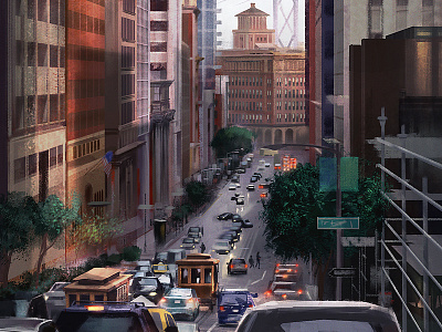 California Avenue cityscape digital outdoor painting pleinair