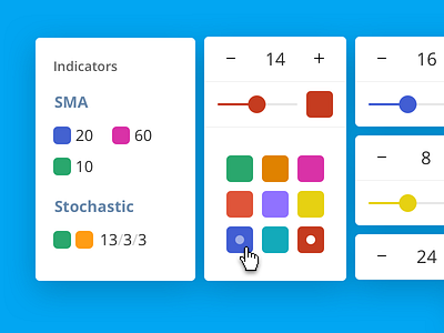 Indicator settings cards dashboard palette settings