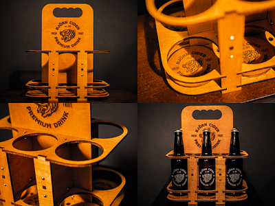 Björn Cider Packaging bottle cider coaster glass laser cut laser etch packaging six pack wood