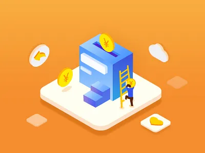 Financial Illustrations 3 2.5d illustrations yellow