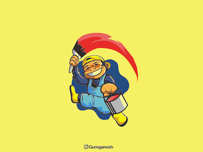 Paintchimp brand cartoon identity illustration logo