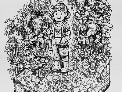 Garden cute drawing ink