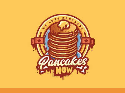 Pancakes Now brand branding cool design delicious funny honey illustration label design logo design pancakes