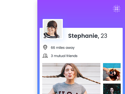 Dating app (concept) app dating friends gradient grid hamburger location menu new photo ui ux