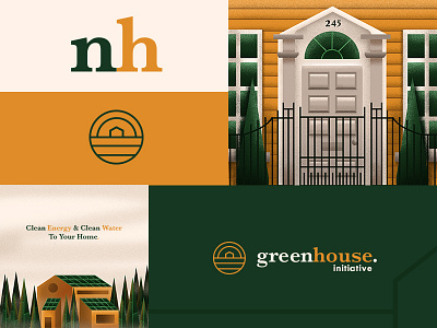 Greenhouse Initiative - Brand Exploration badge brand branding brush flat icon illustration logo texture type