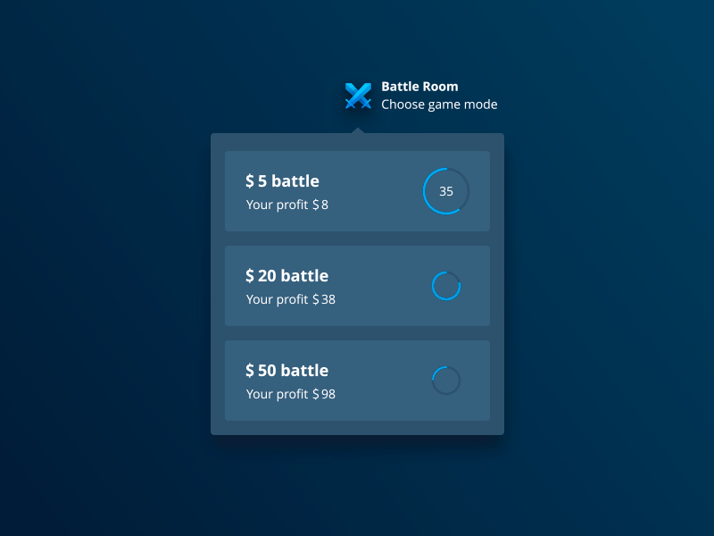 Fight modes battle counter design dropdown fight interface menu mode sword time ui ux