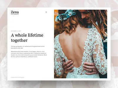 Zena WordPress theme flat photographer portfolio theme themeforest typography wordpress