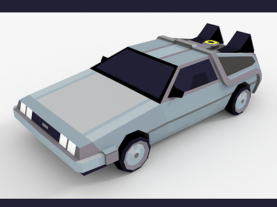 DeLorean DMC-12 3d back to the furure blender delorean dmc 12 low poly