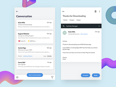 Layers CRM - Conversation activity contact crm email layers mobile