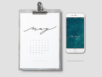 Free Printable + Mobile Calendar (May 2018) background calendar calligraphy custom type hand drawn inspirational lettering logo pattern type typography