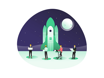 Rocket animation brand character design editorial illustration interface minimalism typography ui ux web