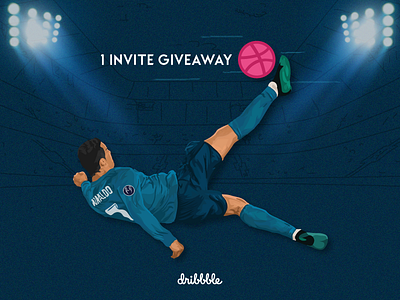 Dribbble invite giveaway 1 cristiano game giveaway illustration invite play ronaldo soccer sport