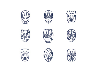 Avengers Infinity War Icon Set avengers avengers infinity war captian america icon icon set icons iron man line work marvel thanos thor vector