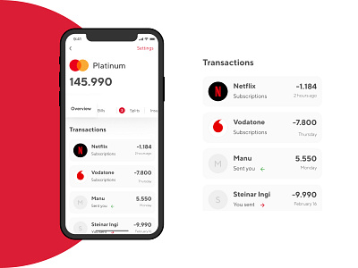 Card detail view bank credit card fintech payments transactions