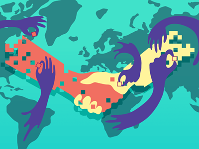 Offshore teams color drawing editorial illustration illustrator
