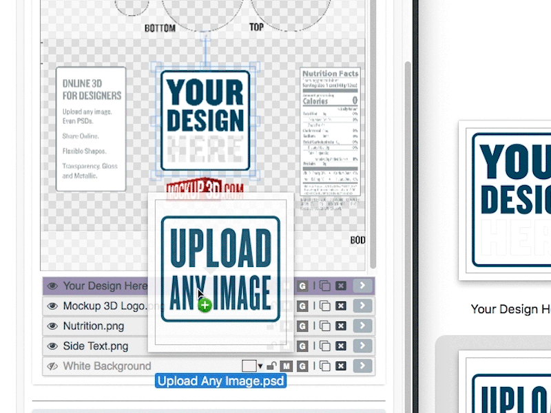 Replacing Layers 3d design tool interface layers mockup