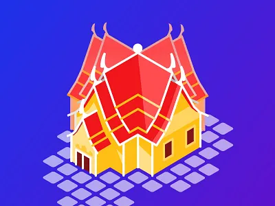 Temple bangkok building illustration illustrator isometric temple thailand