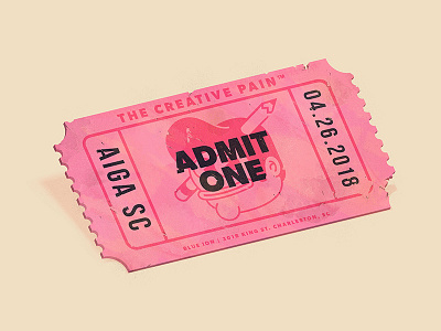 AIGA SC Talk admit one aiga clean events hand drawn pez pink south carolina sticker mule the creative pain tickets tyler