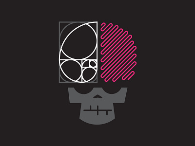 Left Brain Right Brain brain golden head illustration line ratio scull wix