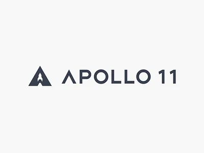 APOLLO 11 branding icon letter logo mark minimal negative space rocket startup