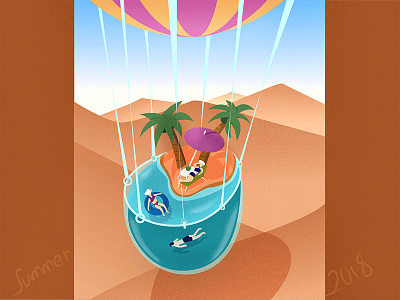 Summer excursions art illustration sand summer vector