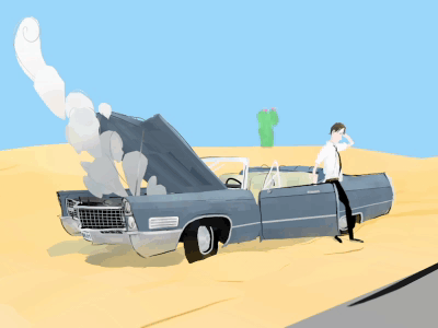 Lost in the wild 3d cactus cadillac car breakdown desert nael oculus quill quillustration rift smake