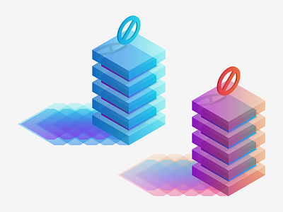 Funky shadows api colourful ecommerce gradient illustration isometric marketing moltin product web